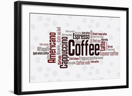 Wordcloud Of Coffee-alanuster-Framed Art Print