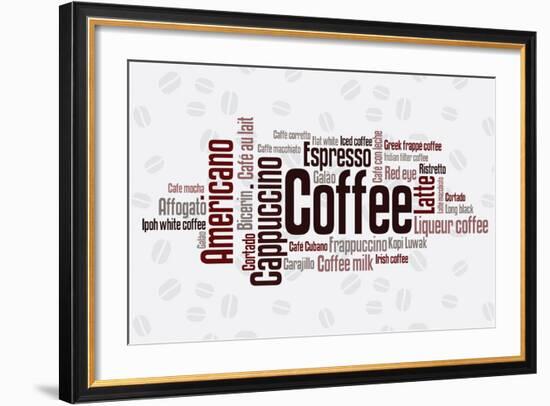 Wordcloud Of Coffee-alanuster-Framed Art Print