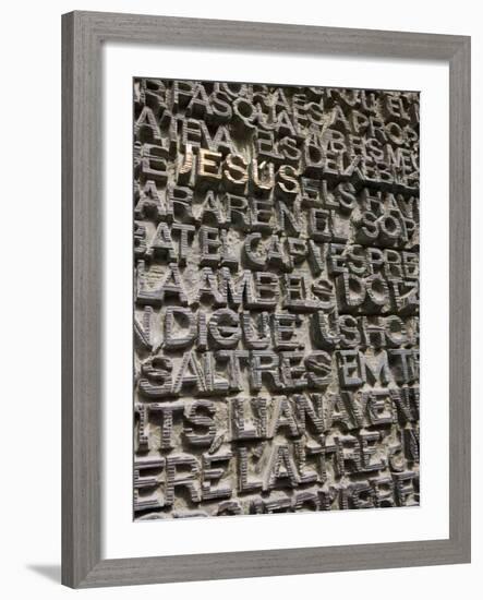 Words Including Jesus on Door, Sagrada Familia, Barcelona, Catalonia, Spain, Europe-Martin Child-Framed Photographic Print