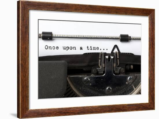 Words "Once Upon A Time" Written With Old Typewriter-foodbytes-Framed Art Print