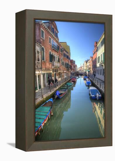 Work Boats Along Canals of Venice, Italy-Darrell Gulin-Framed Premier Image Canvas