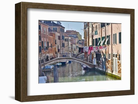 Work Boats and Bridge Along Canals of Venice, Italy-Darrell Gulin-Framed Photographic Print