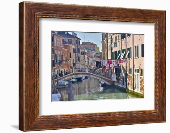 Work Boats and Bridge Along Canals of Venice, Italy-Darrell Gulin-Framed Photographic Print