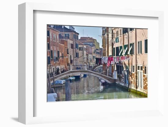 Work Boats and Bridge Along Canals of Venice, Italy-Darrell Gulin-Framed Photographic Print