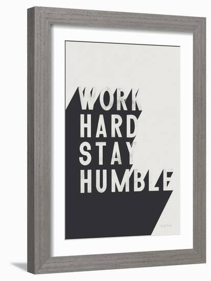 Work Hard Stay Humble BW-Becky Thorns-Framed Art Print