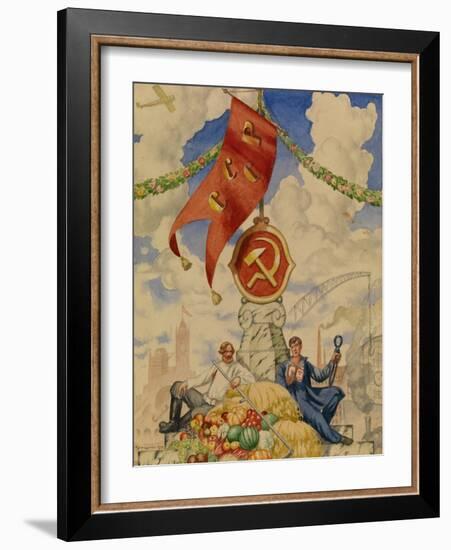 Worker and Farmer, 1923-Boris Michaylovich Kustodiev-Framed Giclee Print