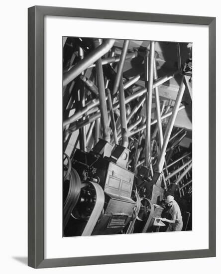 Worker Checking Quality Control at Flour Mill-Margaret Bourke-White-Framed Photographic Print