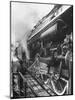 Worker Cleaning Train Engine in Yard at Union Station-Alfred Eisenstaedt-Mounted Photographic Print