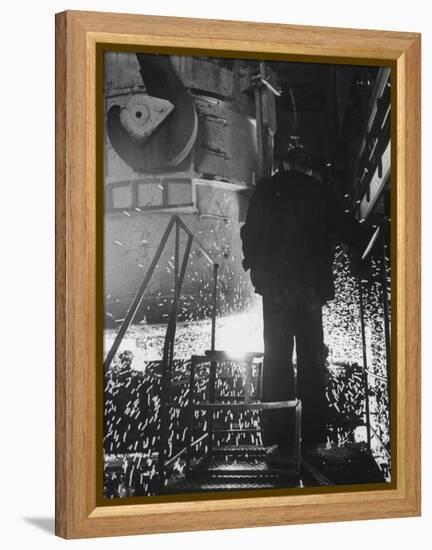 Worker in a Steel Mill in Moscow-James Whitmore-Framed Premier Image Canvas