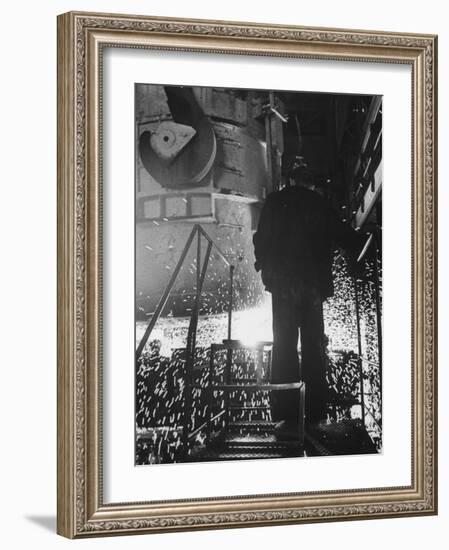 Worker in a Steel Mill in Moscow-James Whitmore-Framed Photographic Print