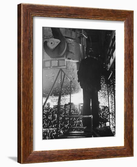 Worker in a Steel Mill in Moscow-James Whitmore-Framed Photographic Print