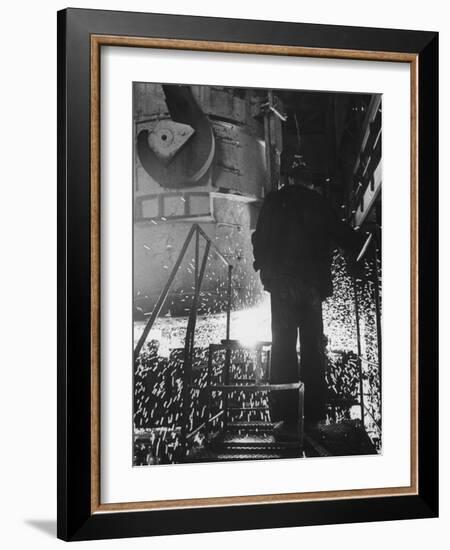 Worker in a Steel Mill in Moscow-James Whitmore-Framed Photographic Print