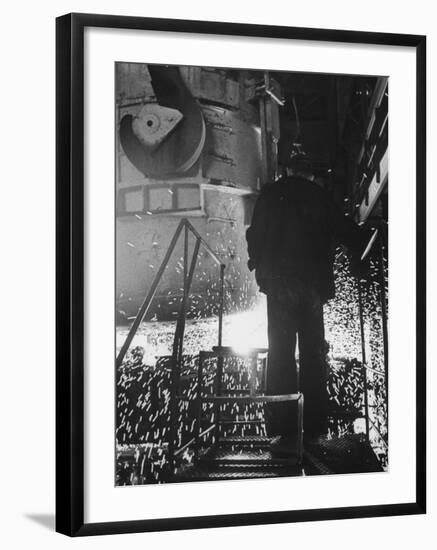 Worker in a Steel Mill in Moscow-James Whitmore-Framed Photographic Print