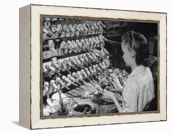 Worker Making Corn Cob Pipes-Wallace Kirkland-Framed Premier Image Canvas