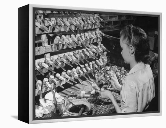 Worker Making Corn Cob Pipes-Wallace Kirkland-Framed Premier Image Canvas