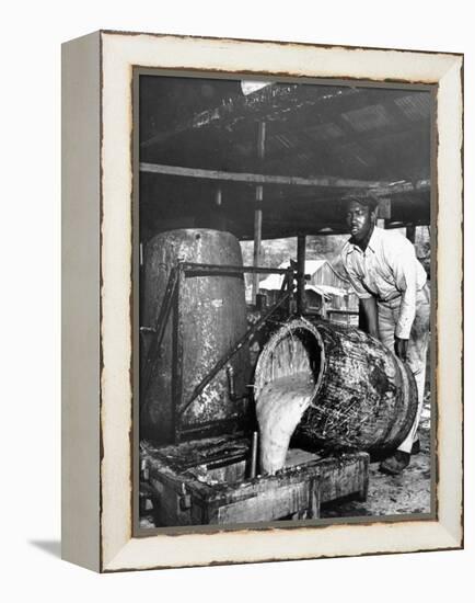 Worker Pouring Gum from Pine Trees into a Still During Turpentine Production-Hansel Mieth-Framed Premier Image Canvas