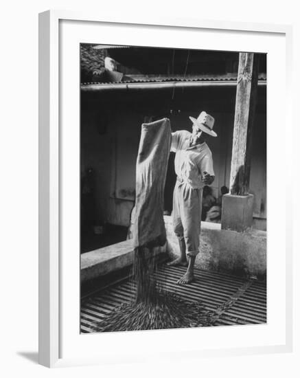 Worker Spreading Coffee on La Relana Plantation-John Dominis-Framed Photographic Print