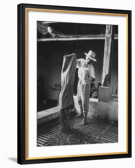 Worker Spreading Coffee on La Relana Plantation-John Dominis-Framed Photographic Print