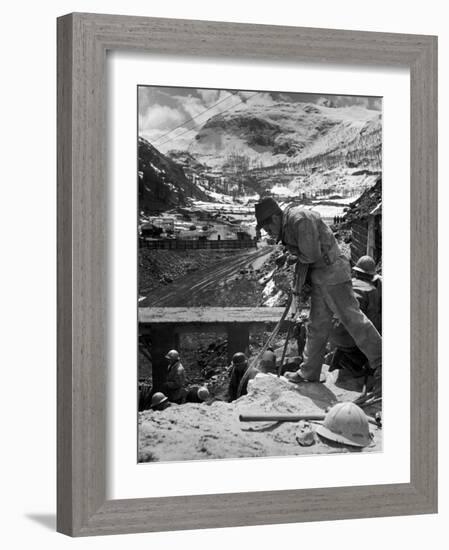 Worker Using a Jack Hammer to Help Build the Dam for the Eca-Sponsored Hydro-Electric Projects-Dmitri Kessel-Framed Photographic Print