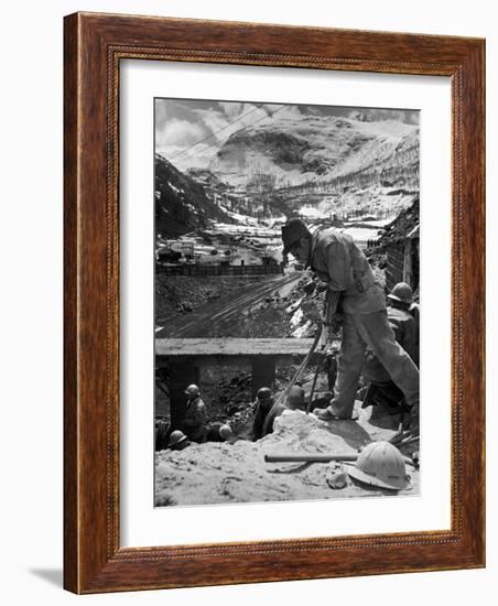 Worker Using a Jack Hammer to Help Build the Dam for the Eca-Sponsored Hydro-Electric Projects-Dmitri Kessel-Framed Photographic Print