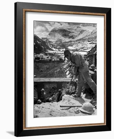 Worker Using a Jack Hammer to Help Build the Dam for the Eca-Sponsored Hydro-Electric Projects-Dmitri Kessel-Framed Photographic Print