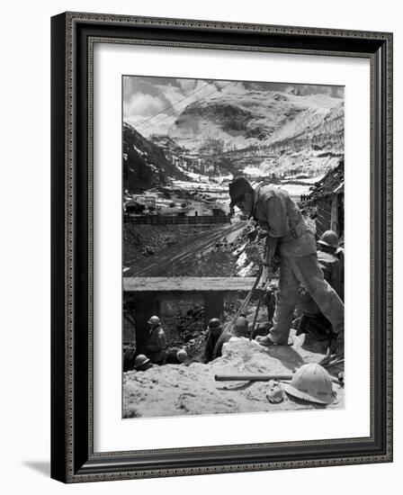 Worker Using a Jack Hammer to Help Build the Dam for the Eca-Sponsored Hydro-Electric Projects-Dmitri Kessel-Framed Photographic Print