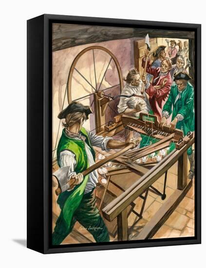 Workers Attack the Blackburn Home of James Hargreaves to Destroy His Invention, the Spinning Jenny-Peter Jackson-Framed Premier Image Canvas