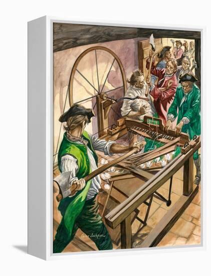 Workers Attack the Blackburn Home of James Hargreaves to Destroy His Invention, the Spinning Jenny-Peter Jackson-Framed Premier Image Canvas