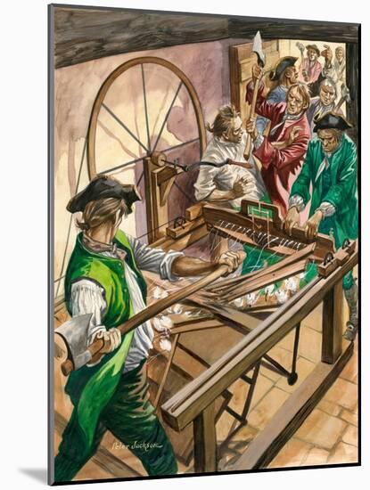 Workers Attack the Blackburn Home of James Hargreaves to Destroy His Invention, the Spinning Jenny-Peter Jackson-Mounted Giclee Print
