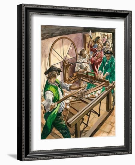 Workers Attack the Blackburn Home of James Hargreaves to Destroy His Invention, the Spinning Jenny-Peter Jackson-Framed Giclee Print