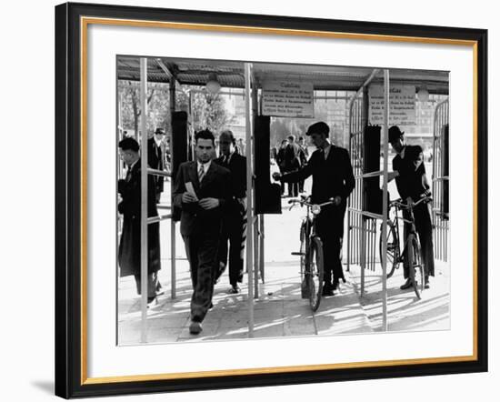 Workers Clocking in at the Gates on Labour Square-John Phillips-Framed Premium Photographic Print