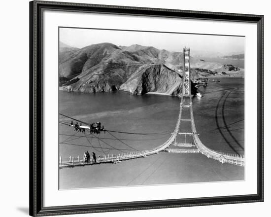 Workers Complete the Catwalks for the Golden Gate Bridge-null-Framed Premium Photographic Print