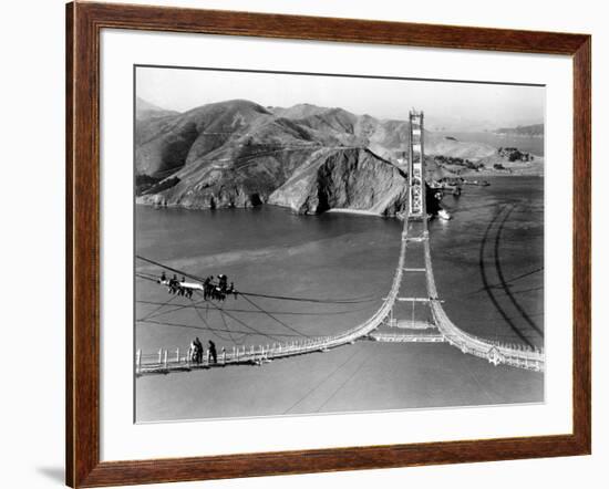 Workers Complete the Catwalks for the Golden Gate Bridge-null-Framed Premium Photographic Print