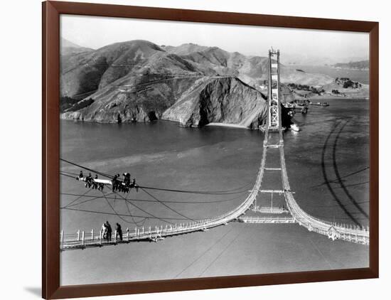 Workers Complete the Catwalks for the Golden Gate Bridge-null-Framed Premium Photographic Print