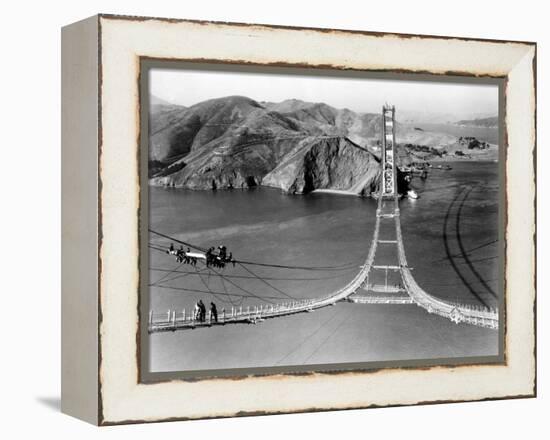 Workers Complete the Catwalks for the Golden Gate Bridge-null-Framed Premier Image Canvas