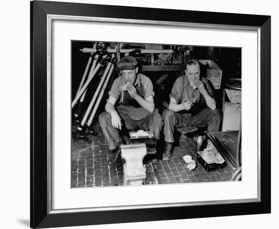 Workers Eating in a Ford Motor Company Plant-null-Framed Photographic Print