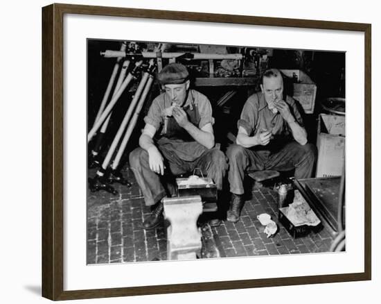 Workers Eating in a Ford Motor Company Plant-null-Framed Photographic Print