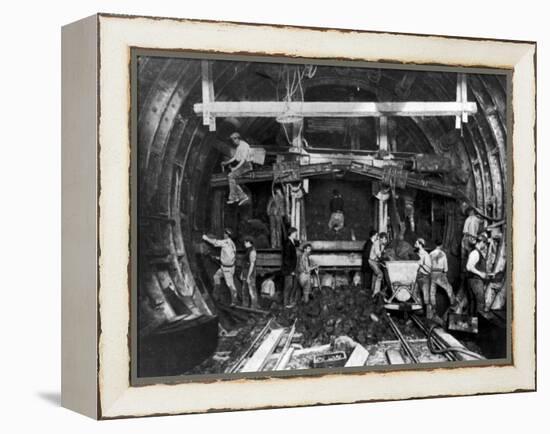 Workers Excavating Great Northern and City Tube Railway-null-Framed Premier Image Canvas