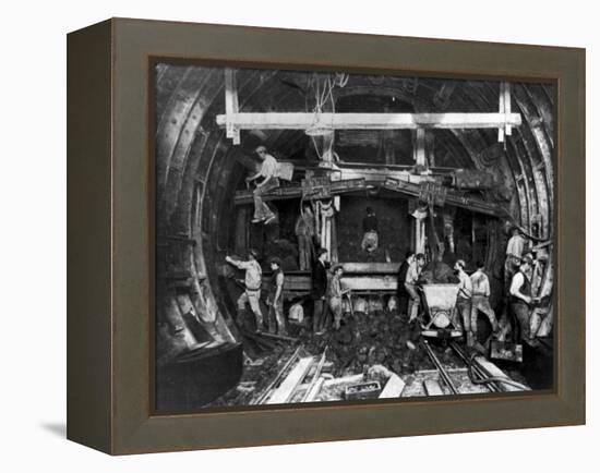 Workers Excavating Great Northern and City Tube Railway-null-Framed Premier Image Canvas