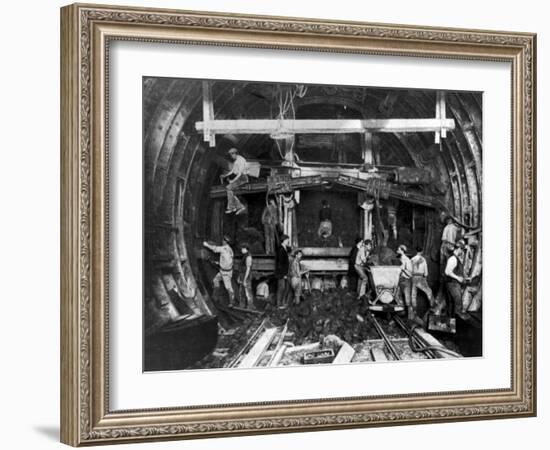 Workers Excavating Great Northern and City Tube Railway-null-Framed Photographic Print