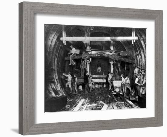 Workers Excavating Great Northern and City Tube Railway-null-Framed Photographic Print