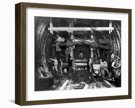 Workers Excavating Great Northern and City Tube Railway-null-Framed Photographic Print