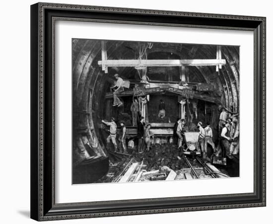 Workers Excavating Great Northern and City Tube Railway-null-Framed Photographic Print