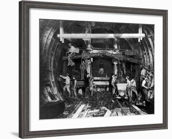 Workers Excavating Great Northern and City Tube Railway-null-Framed Photographic Print