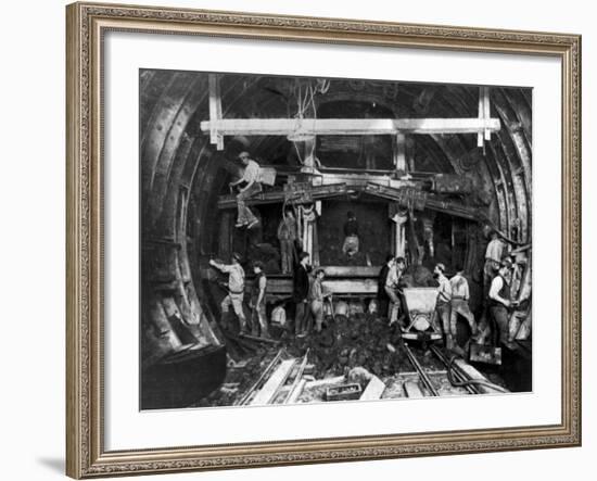 Workers Excavating Great Northern and City Tube Railway-null-Framed Photographic Print