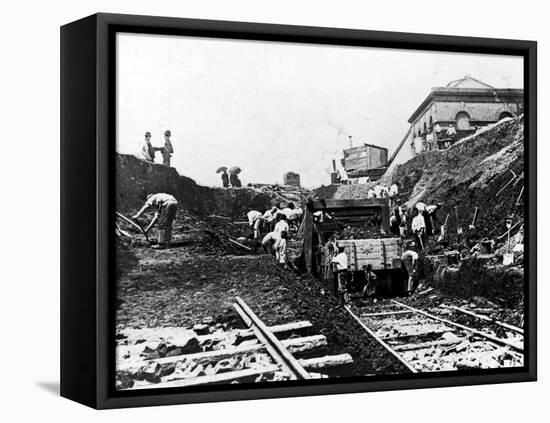 Workers Excavating Site of Northern Railway-null-Framed Premier Image Canvas