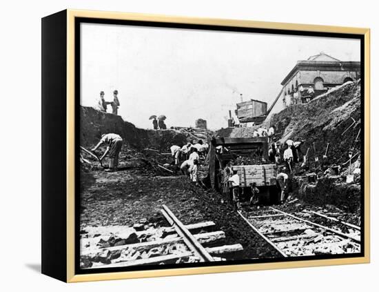 Workers Excavating Site of Northern Railway-null-Framed Premier Image Canvas