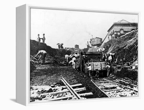 Workers Excavating Site of Northern Railway-null-Framed Premier Image Canvas