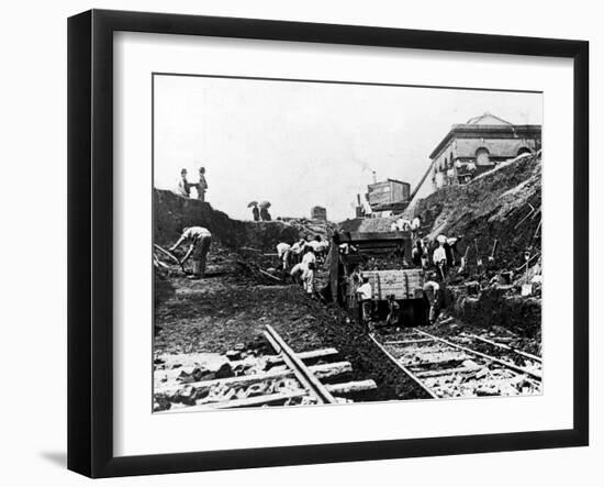 Workers Excavating Site of Northern Railway-null-Framed Photographic Print