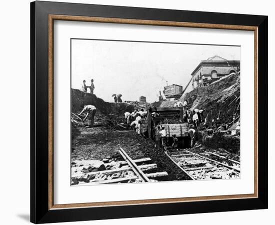 Workers Excavating Site of Northern Railway-null-Framed Photographic Print